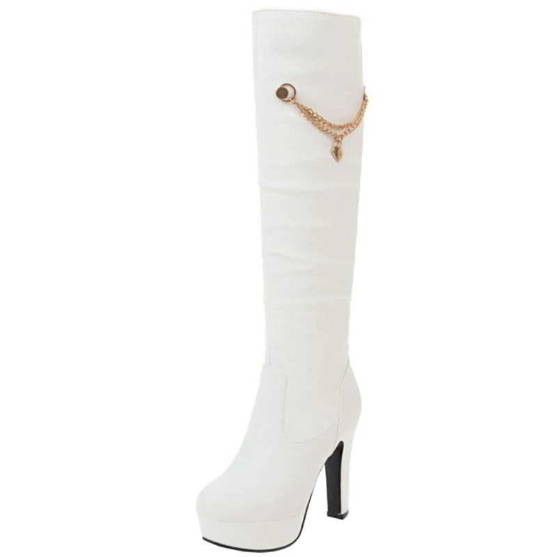 SJJH/женские сапоги до колена с острым носком на массивной платформе 12 см