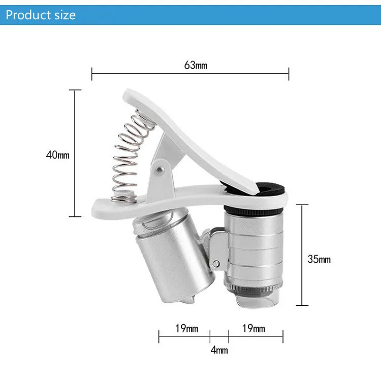 

60 Times The Phone Microscope Microscope Magnifying Glass 60X with LED Lights Microscope Phone Universal