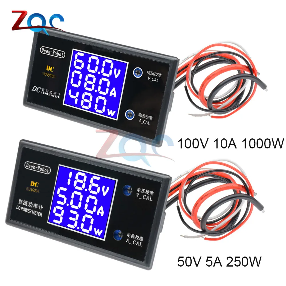 

DC 0-100V 5A 250W/10A 1000W LCD Digital Voltmeter Ammeter Wattmeter Voltage Current Power Meter Volt Detector Tester Monitor