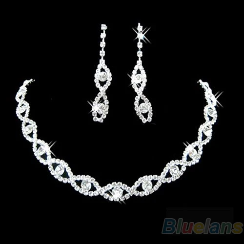 Sumptuous Bridal Wedding Prom Jewelry Crystal Rhinestone Diamante Necklace &amp Earring Set | Украшения и аксессуары