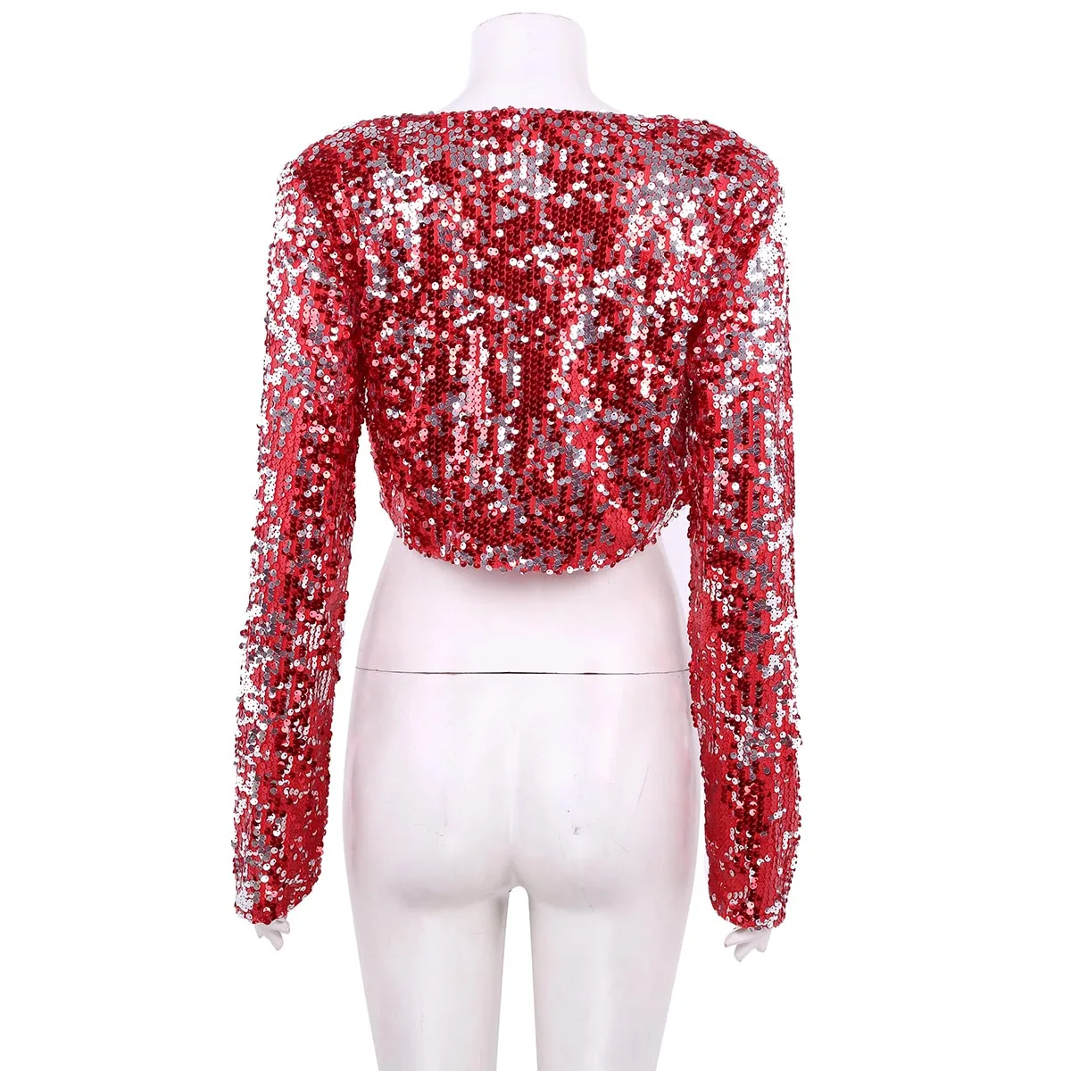 Женский укороченный пиджак с блестками TiaoBug болеро длинными рукавами вечерние