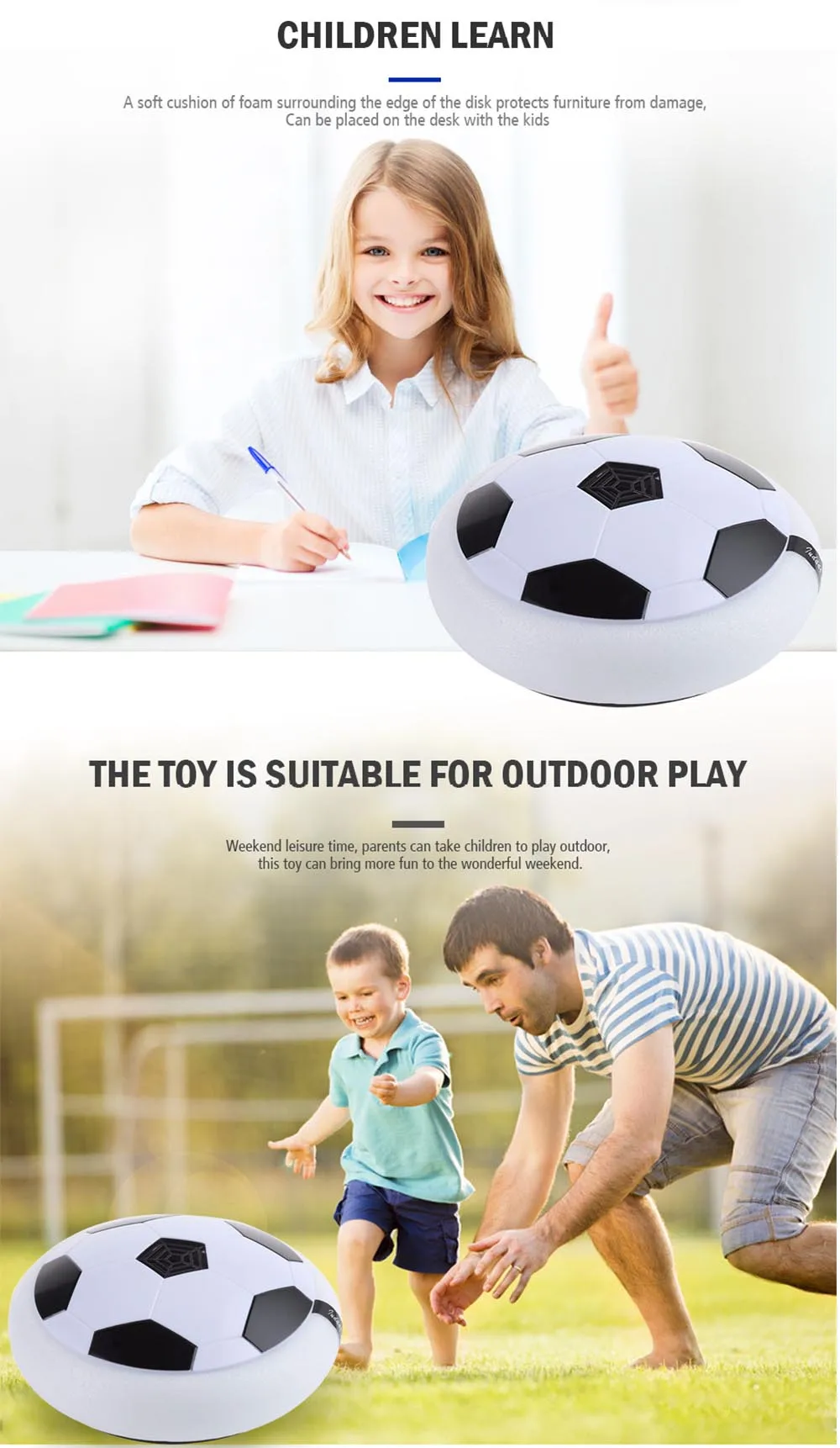 Funny LED Light Flashing Ball Toys Air Power Soccer Balls Disc Gliding Multi-surface Hovering Football Game Toy Kid Chidren Gift