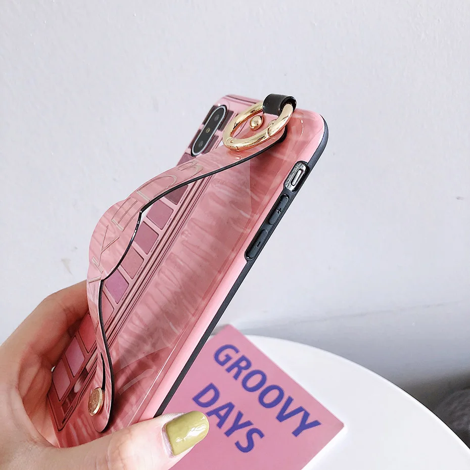 Чехол-палитра теней для макияжа для iPhone 11 Pro XS Max X XR, роскошная коробка теней для век, ремешок для iPhone 7, 8, 6 S, 6 Plus, чехол
