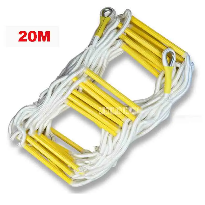 20M Rescue Rope Ladder 4-5th Floor Escape Ladder Emergency Work Safety Response Fire Rescue Rock Climbing Anti-skid Soft Ladder