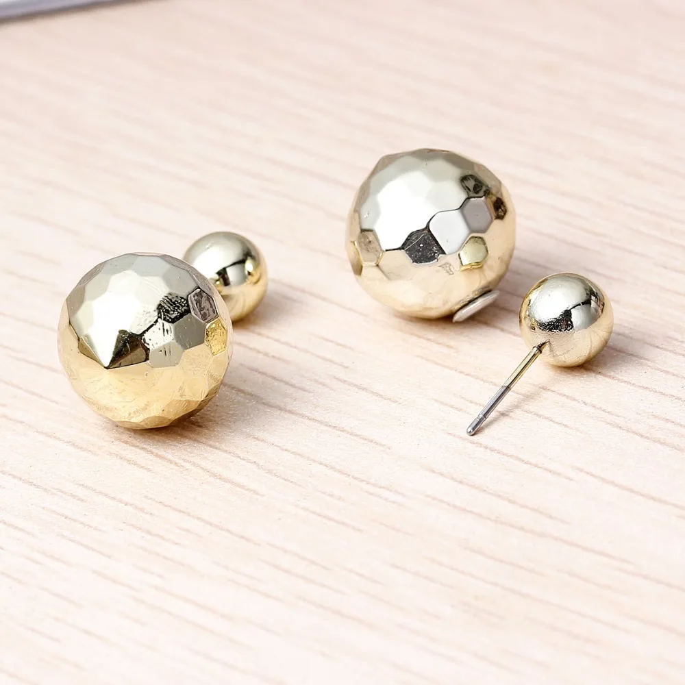 DoreenBeads Горячие круглые акриловые сережки серьги Doublelight золотого цвета