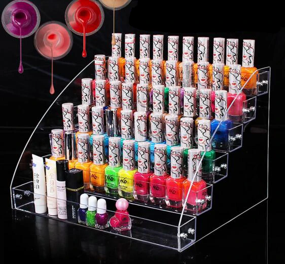 New 4-7 Tiers Acrylic Clear Cosmetic Varnish Display Stand Rack Holder Removable Nail Polish shelves Women Makeup Organizer Case |