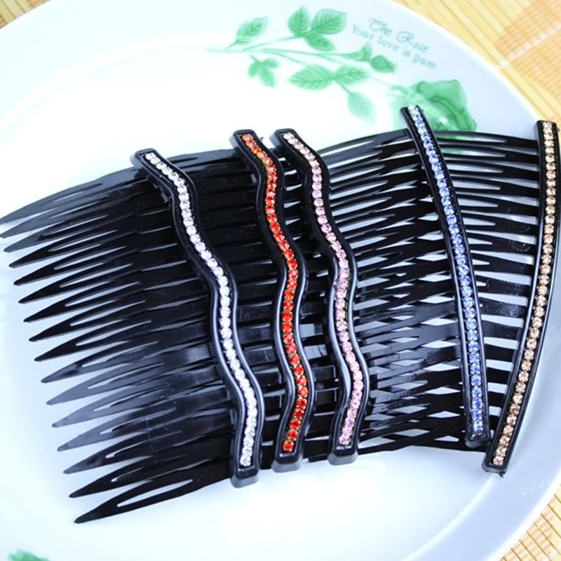 Модные гребни для волос женское устройство Однорядная инкрустация стразы вилка