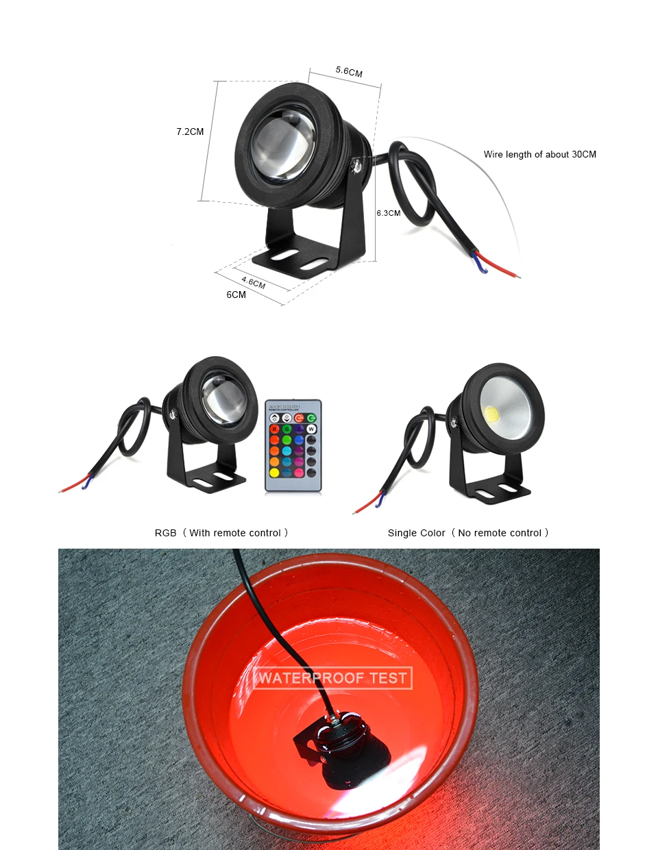 Светодиодный прожектор заливающего света подводный светильник IP68 1000LM 10 Вт RGB свет фонтана Бассейн аквариум прожектор сад прожектор для газонов