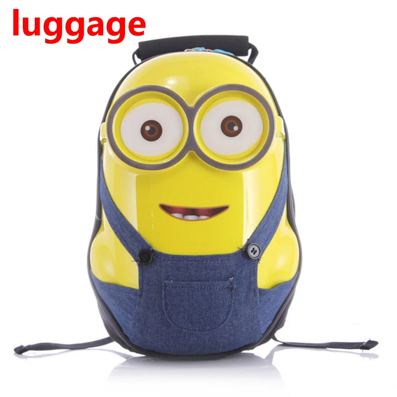 Luggage 18inch 2 шт./компл. Горячая подарок детская дорожная сумка для детей чемодан тележка детей, мультфильм, 3D рюкзак с изображением миньонов, мультфильм шаблон коробка изготовленный на заказ чемодан - Цвет: Luggage 18inch