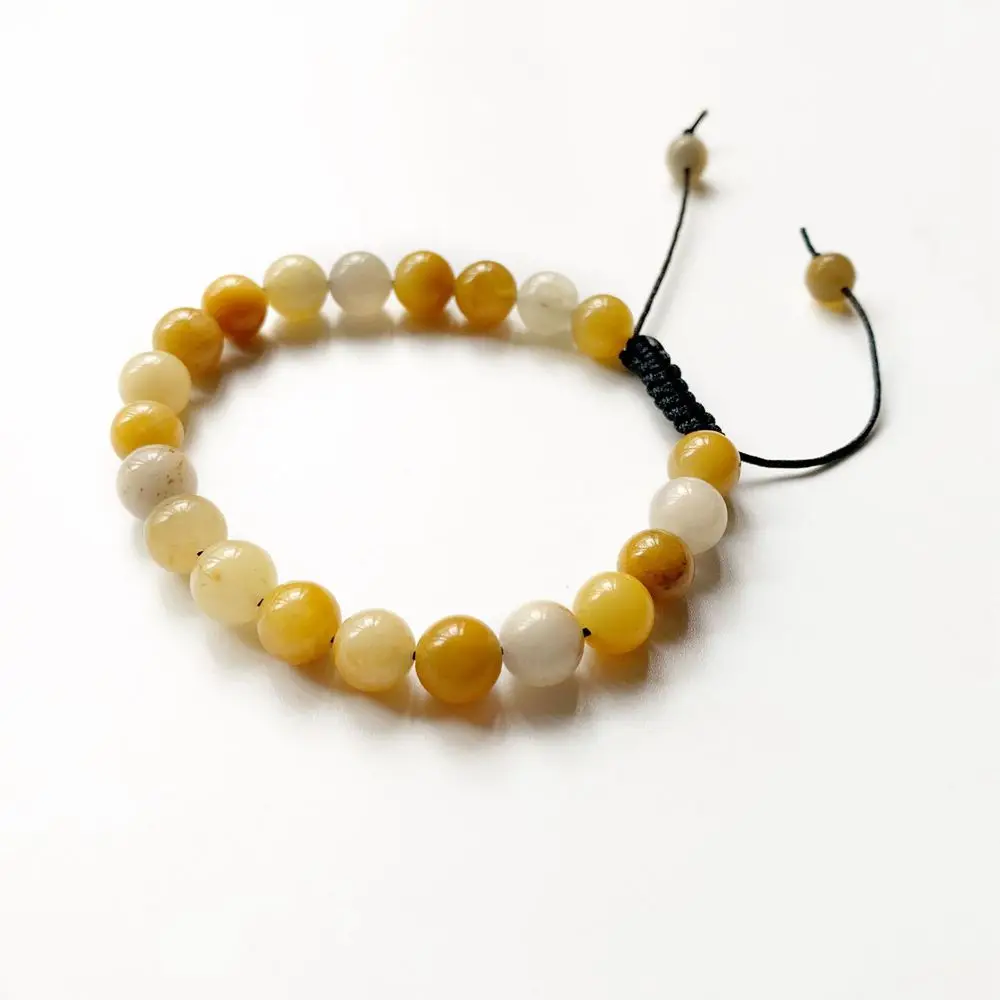 8mm Yellow Quartz Stone Beads Jewelry Handmade Genuine Energy Crystal Healing Ball Bracelet Adjustable 1pc | Украшения и
