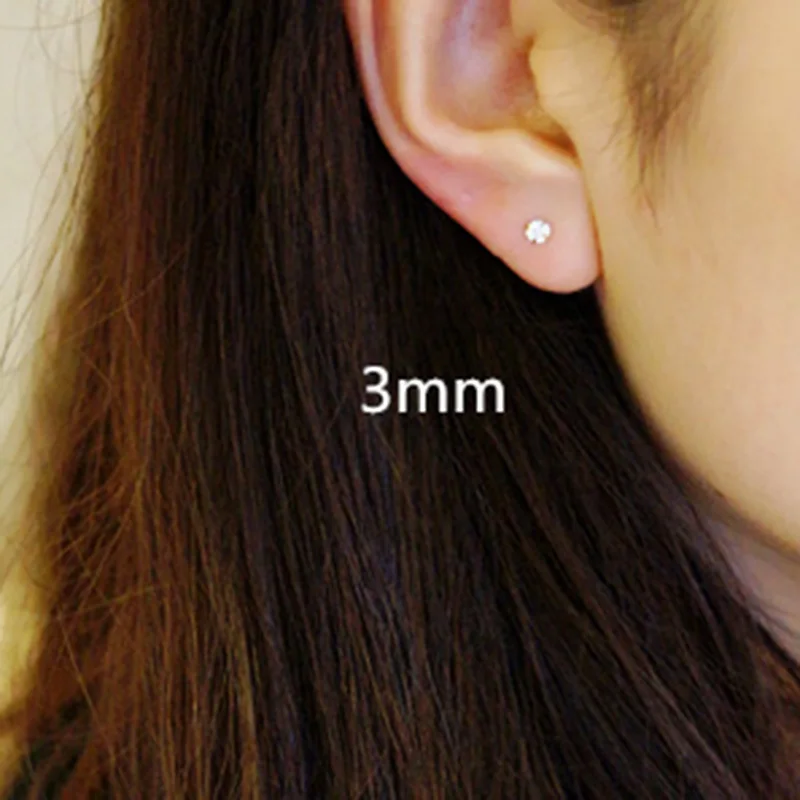 Женские серьги гвоздики из 14 каратного золота сверкающие маленькие украшения