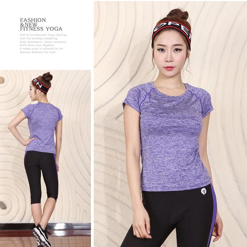 (Топы + шорты) женские летние спортивные футболки для бега йоги фитнеса занятий