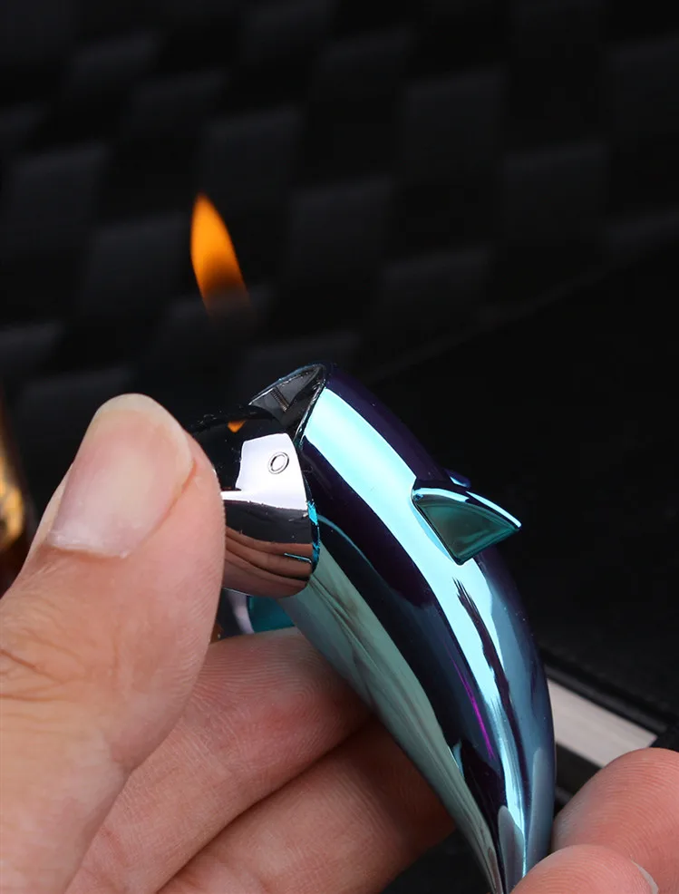 Креативная новая Бутановая Зажигалка забавная игрушка в форме дельфина газовая зажигалка брелок надувная пожарная Зажигалка без газа
