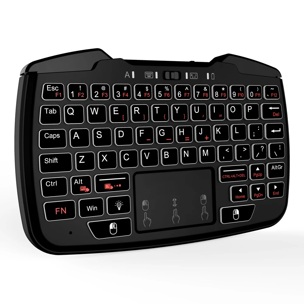 Rii RK707 2,4 ГГц беспроводной игровой контроллер игровая клавиатура игровая мышь комбинированная с тачпадом белая подсветка функция турбо вибрации