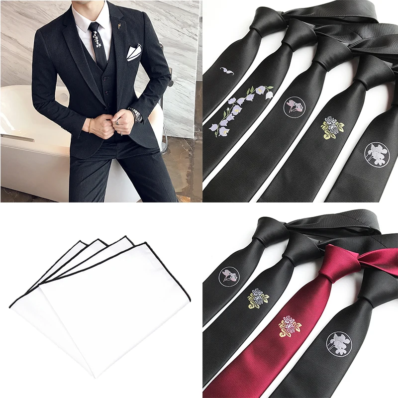 Узкий галстук 5 см, классический изысканный жаккардовый тканый шелковый галстук с вышивкой, мужской белый комплект для свадебной вечеринки