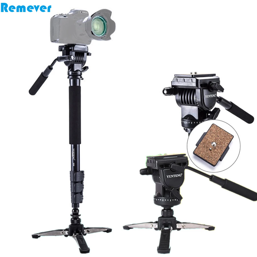 Professional Metal Monopod With 360 degree Panorama Hydraulic Pan-tilt Head+Mini Tripod For Canon Nikon DSLR Video Camcorders