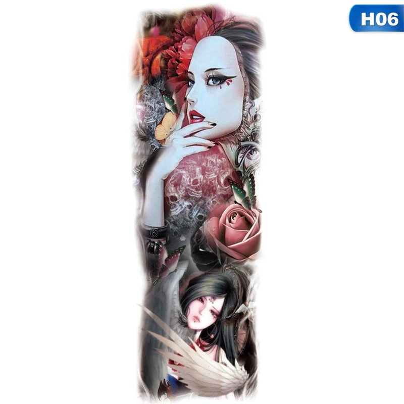 H06 1 шт., новинка, 16*48 см, полный цветок, большая рука, тату, наклейка, рыба, павлин, цветок, временная краска для тела, передача воды, поддельные татуировки, рукава - Цвет: H06