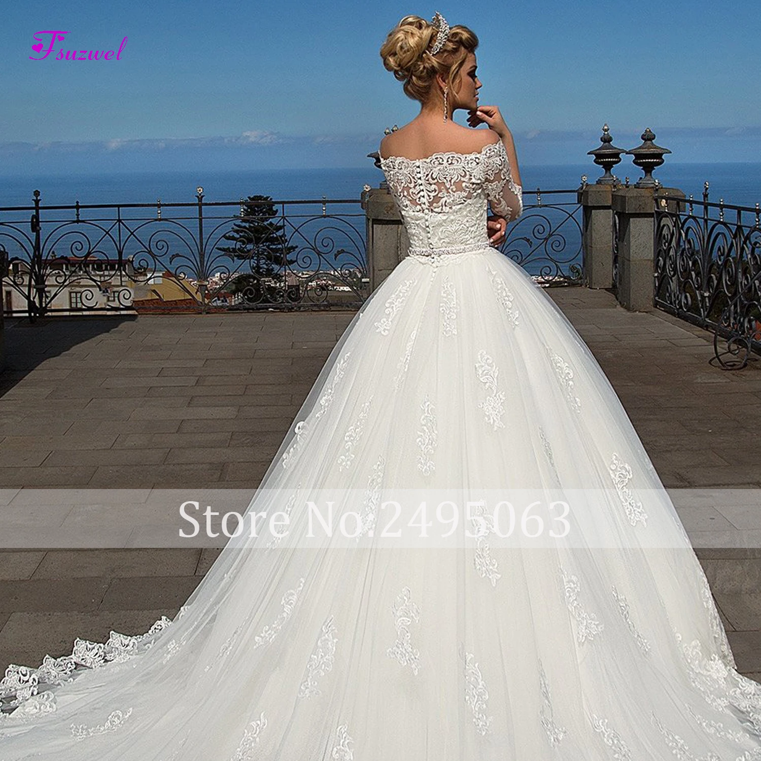 Glamorous Half Sleeve Appliques Chapel Train A-Line Wedding Dresses 2020 Luxury Sashes Beaded Scoop Neck Bridal Gowns Plus Size | Свадьбы и