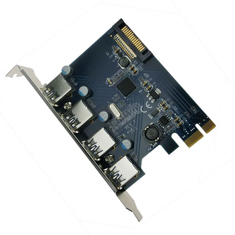 Чип Fresco FL1100 4 порта USB 3 карты PCI-e контроллер расширительный адаптер USB 3,0 адаптер для рабочего стола с SATA питания
