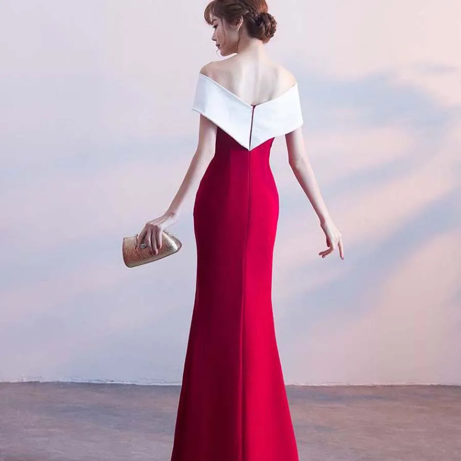 Рыбий хвост цвет блок платье с высоким разрезом формальное женское элегантное