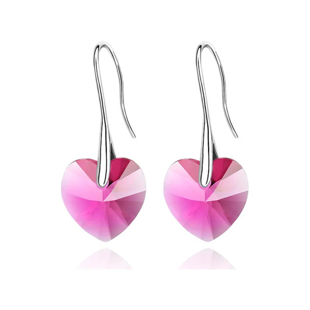 Классические серьги в форме сердца с кристаллами Сваровски подарок на день