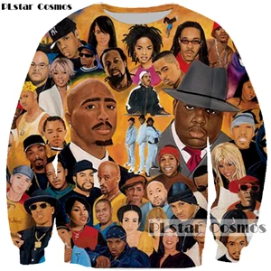 color as the picture PLstar Cosmos новые модные 3d толстовки рэпер певец коллаж печати толстовки Biggie/2pac Тупак повседневные пуловеры, спортивная одежда - Цвет: color as the picture