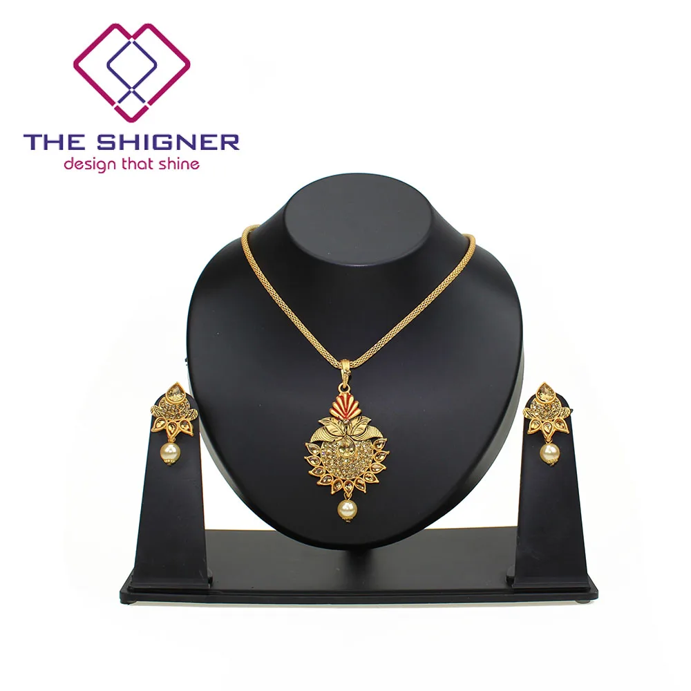 SHIGNER индийский bahuali Mughal Kundan chandali камень жемчуг золотой тон драгоценное свадебное ожерелье серьги набор медальонов