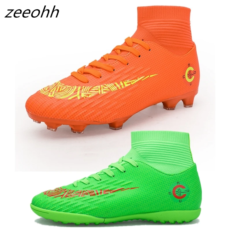 

zeeohh Men's High Top Training Ankle AG Sole Outdoor Football Shoes Spike High Ankle Men Original Cleats Crampon Football Boots