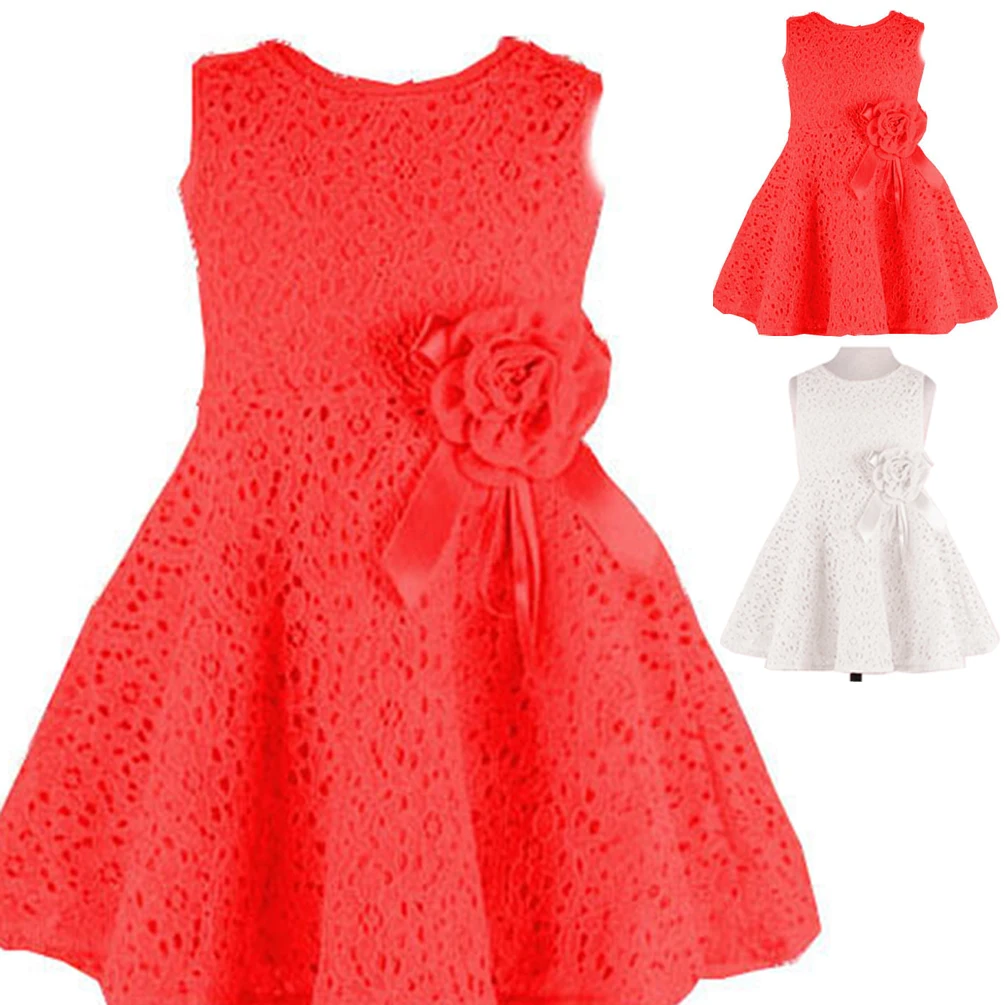 2019 Summer Girls Dresses Fashion Priceness Dress Cute Sleeveless Pink Lace Kids Baby Flower Children Clothes | Детская одежда и