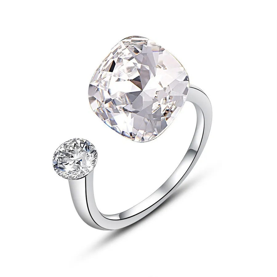 Crystal-001 Новые цветные открытые кольца с кристаллами SWAROVSKI для женщин, модное элегантное кольцо для свадебной вечеринки, ювелирные аксессуары, подарок для мамы и девочки - Цвет основного камня: Crystal-001