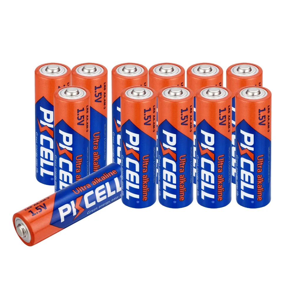 12 шт Pkcell LR6 1 5 V щелочные батареи для одиночного использования АА игрушки камеры