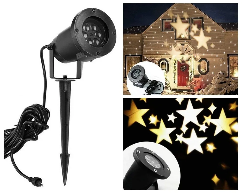 Christmas Projector Light Moving Star Holiday Decorations Outdoor Indoor Decor LED Landscape Projection Spotlight Warm White | Освещение