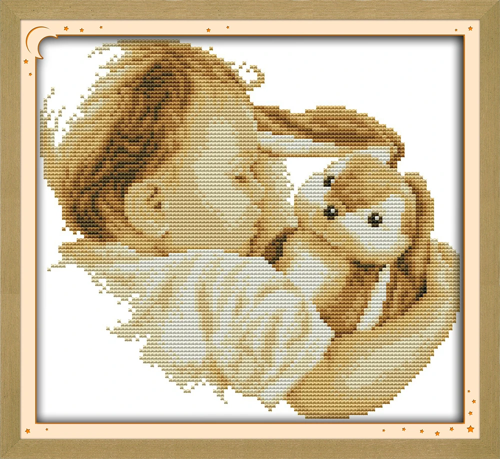 Детские и его куклы напечатанные на ткани DMC 14CT 11CT Вышивка крестом kitsembroidery
