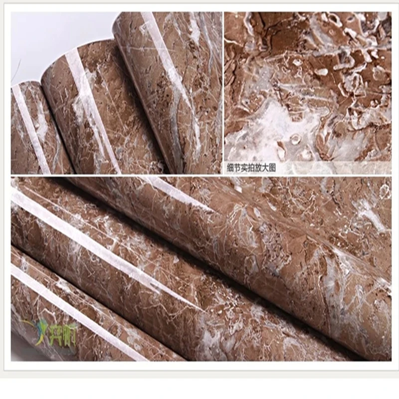 

Brown coffee color 3D marble wallpaper sticker for kitchen bathroom