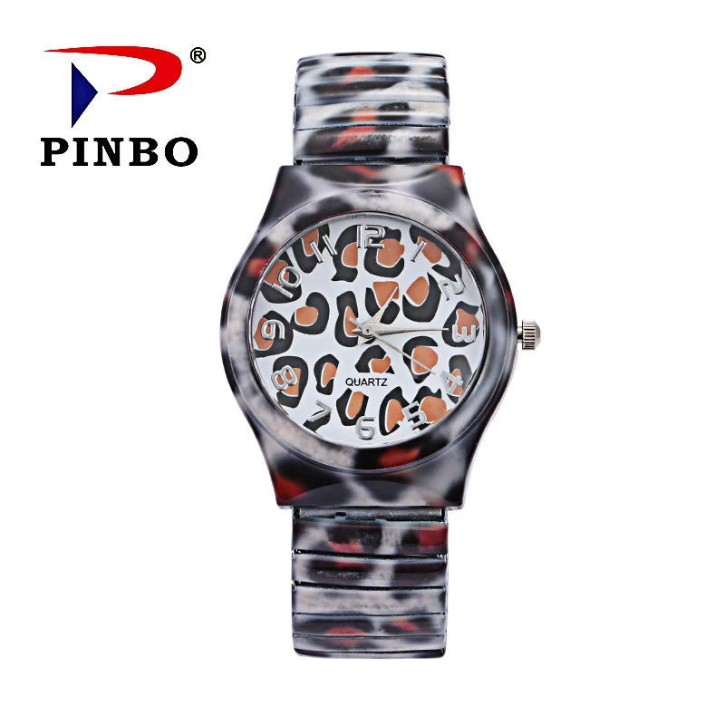 Женские наручные часы PINBO роскошные Брендовые Часы с леопардовым принтом и