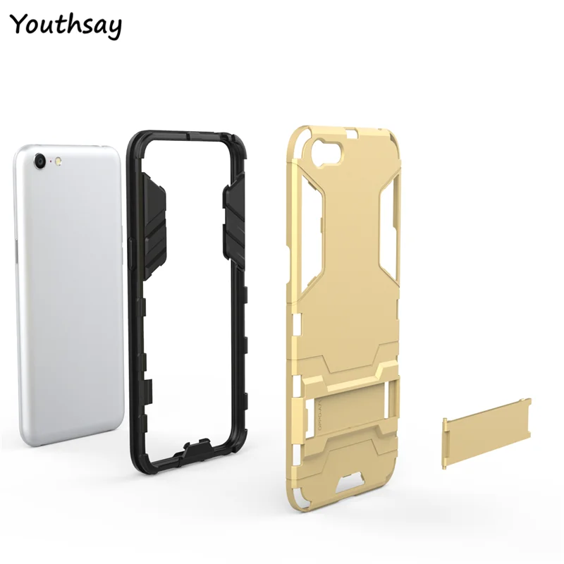 Oppo A71 Case Anti-Knock Robot Phone Stand PE + TPU Cover For Fundas A 71 5.2 inch Shell |