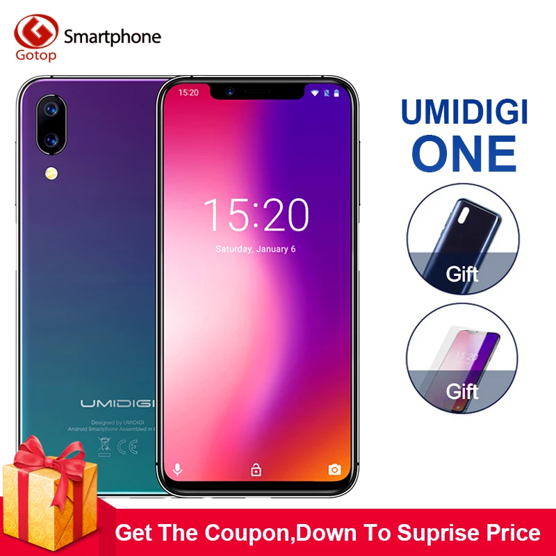 Мобильный телефон Umidigi ONE 5 9 дюйма 4 Гб 32 ПЗУ Восьмиядерный процессор Helio P23 Android 8 1 12