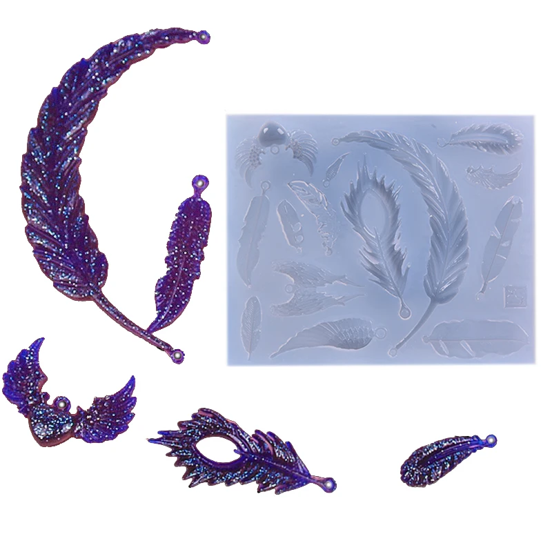 

1pcs UV Resin Jewelry Liquid Silicone Mold Feather Resin Charms Molds For DIY Intersperse Decorate Making Jewelry