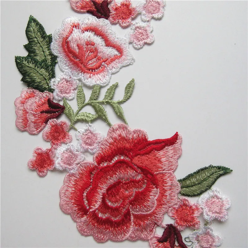 1 пара вышитый вырез воротник отделка Вышивка нашивки ткани цветок розы