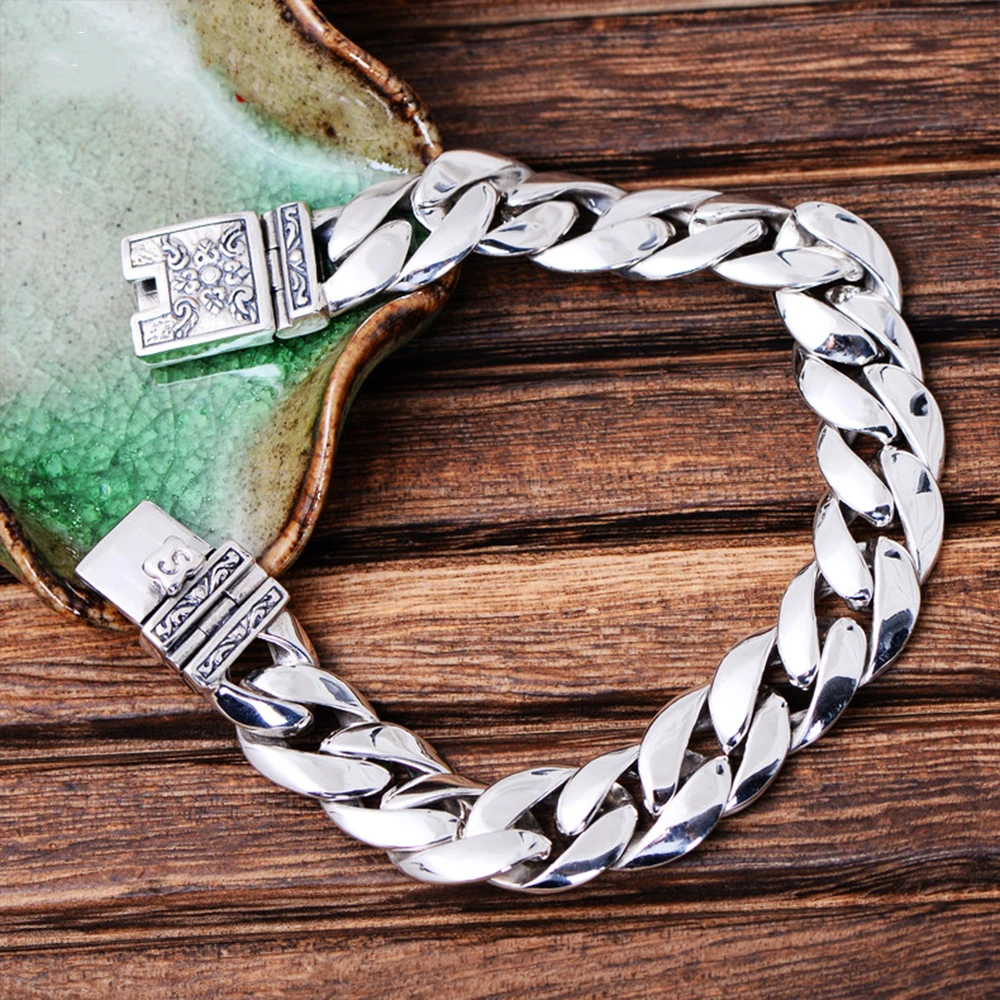 Мужской классический браслет MetJakt винтажный из стерлингового серебра 925 пробы с