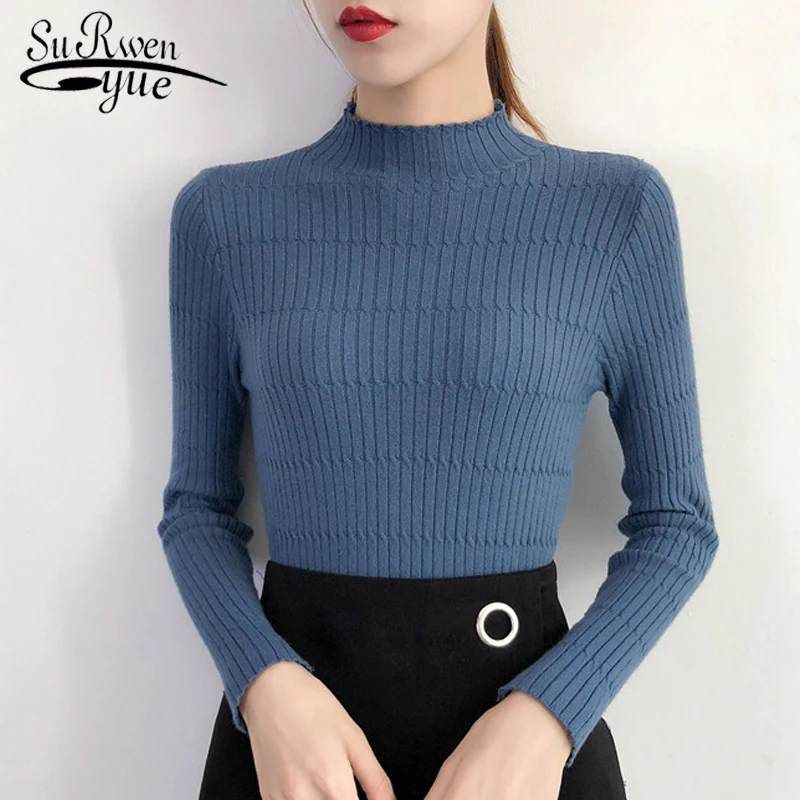 Autumn and Winter Slim Knitted Pullovers Sweater Women Fashion 2018 Long Sleeve Solid Bottoming 0991 40 | Женская одежда