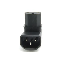 cy iec male c14 to down right angled 90 degrdd iec female c13 power extension adapter