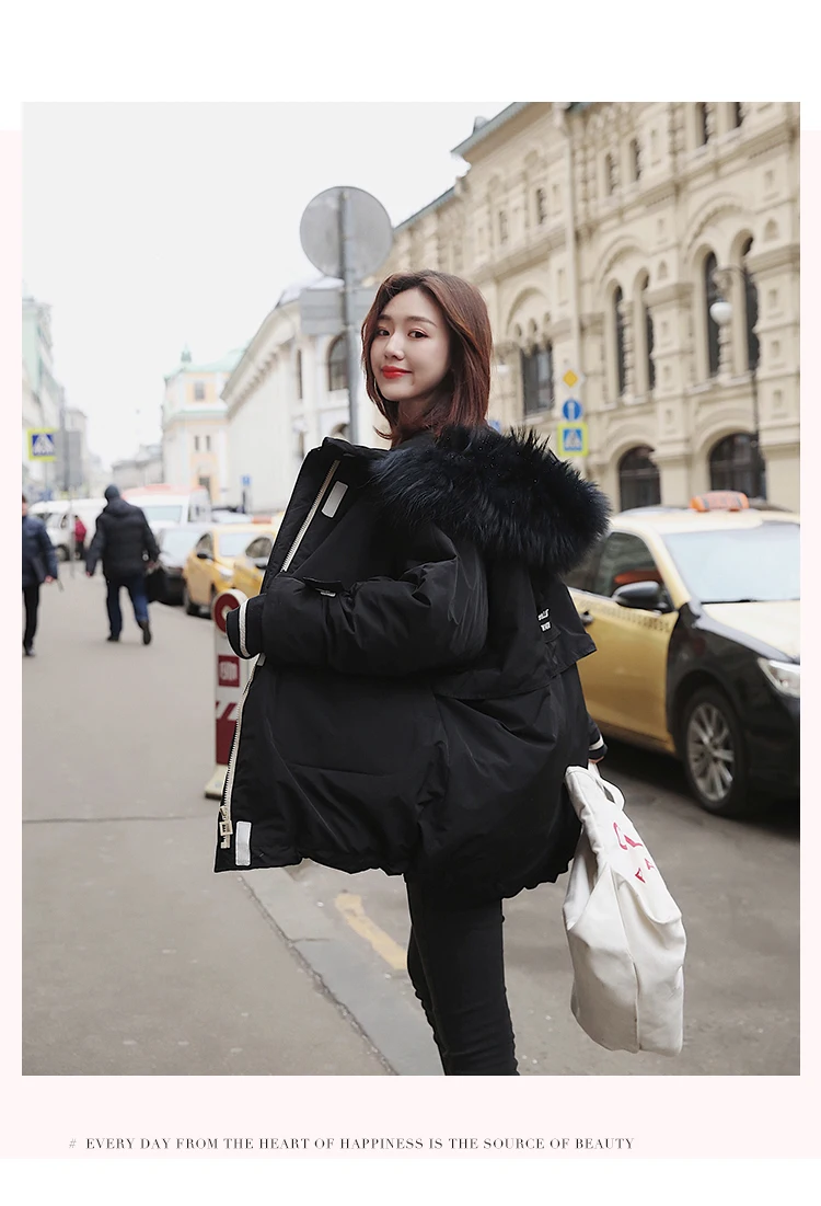 GBYXTY, парка Mujer,, зимняя, толстая, пуховая, парка, пальто для женщин, натуральный мех енота, капюшон, большой размер, пуховик, пуховик, пальто, ZA1558