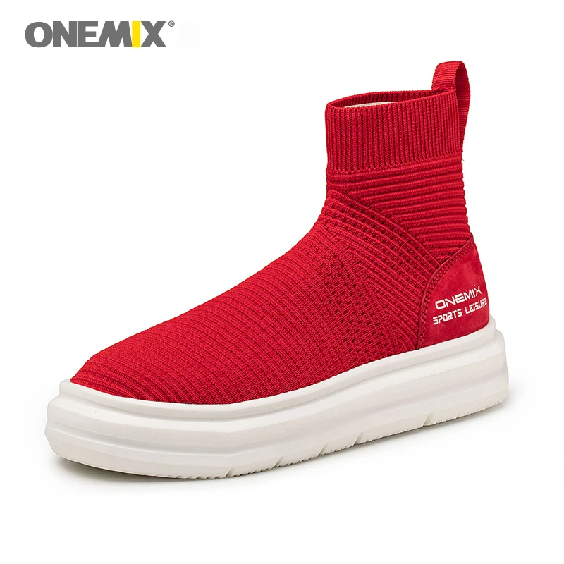 ONEMIX Высота каблука 5 см модные носки похожие на кожу кроссовки для мужчин женщин