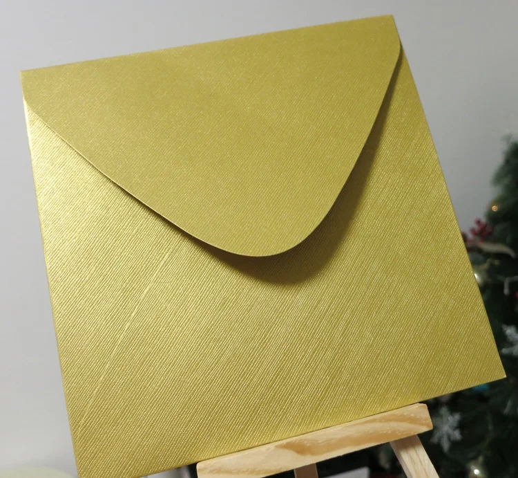 155mm Gold 50 шт 155x155 мм(" x 6") рельефный цветной конверт для приглашения на свадьбу поздравительные открытки конверт - Цвет: 155mm Gold
