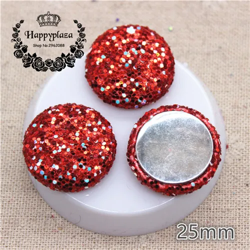 red 10pcs 10 шт 25 мм блестки, покрытая тканью, круглая пуговица для дома и сада, плоская задняя часть, кабошон, рукоделие, скрапбукинг, сделай сам - Цвет: red 10pcs