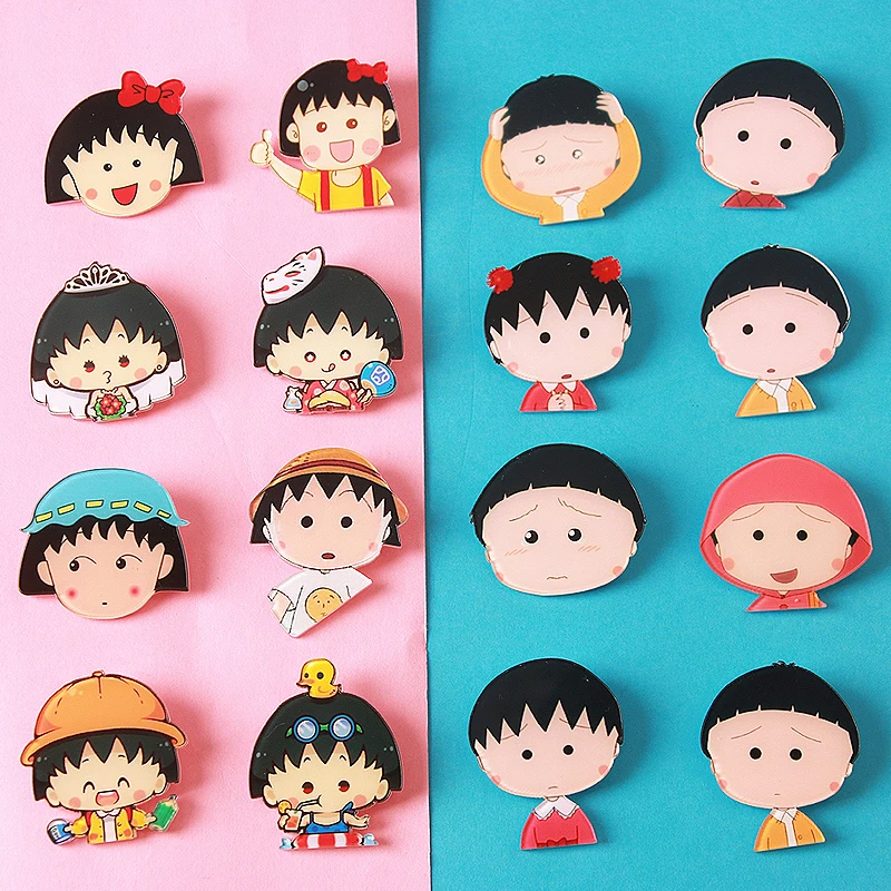 1PCS Mix Chi-bi Maruko Cartoon Icons on The Pin Kawaii Icon Badge Bacges on Backpack Badges for Clothing Acrylic Badges Z80