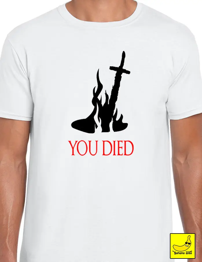 Мужская футболка с надписью Dark Souls 2 You Died Повседневная Bonfire унисекс | одежда
