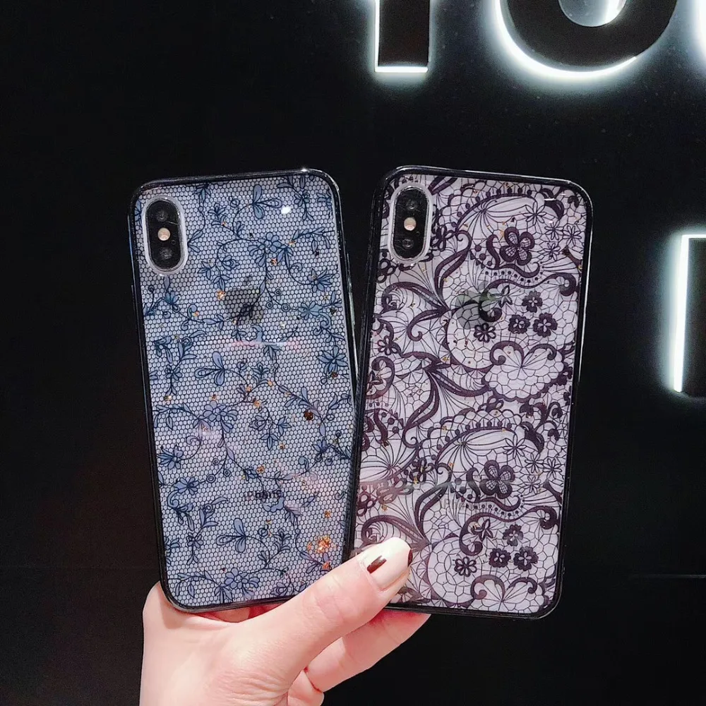 Zxtrby For iPhone X XS Max Case Vintage lace Phone 5 5s se 6 6s 7 8 Plus Soft TPU Summer style Cover Coque |