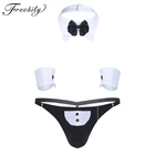 Мужской костюм для стриппера, черный костюм для геев с бантом на воротнике и манжетами, для косплея, клуба,